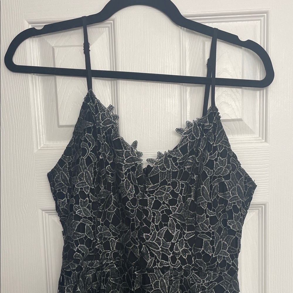 ASTR The Label Black and Silver Lace Dress